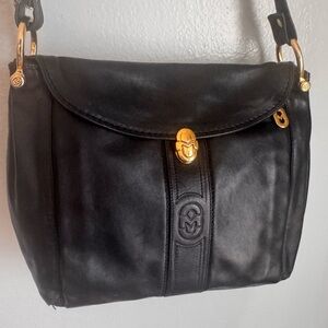 Mario Orlandi Black Leather Messenger Shoulder Bag